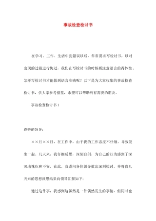 事故检查检讨书