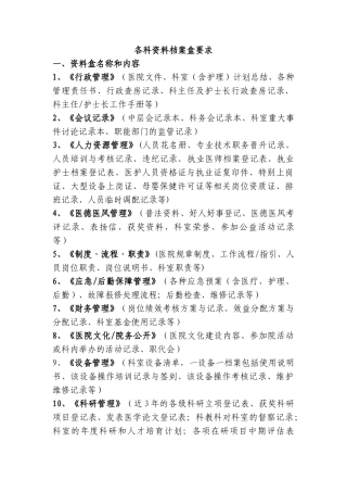 二甲各科资料档案盒要求