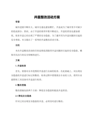 井盖整改活动方案