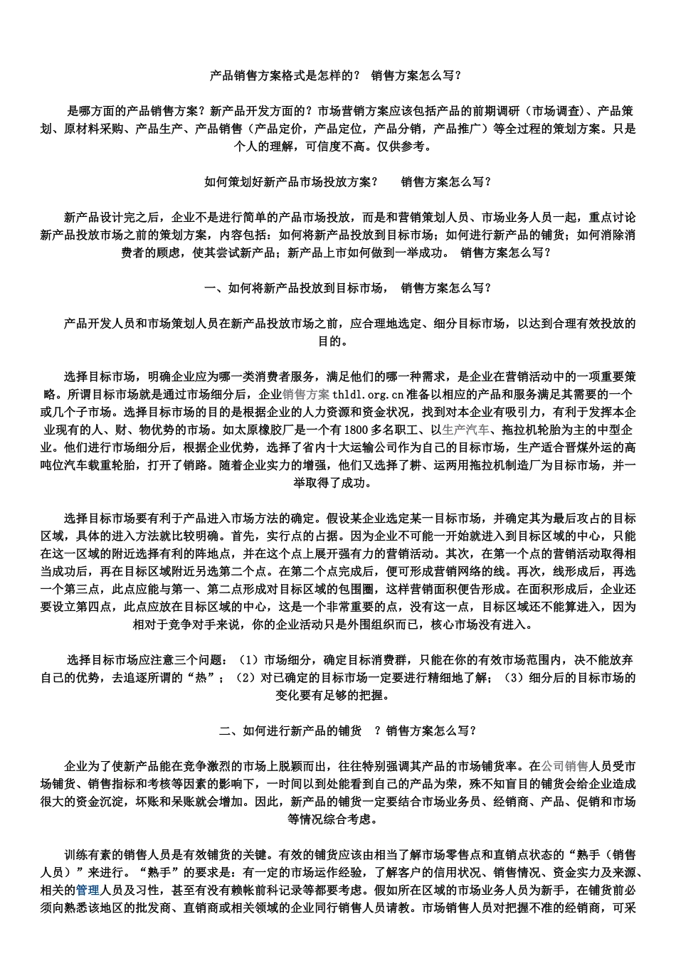 产品销售方案格式是怎样的_第1页