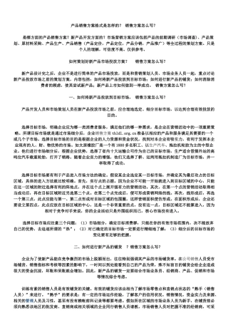 产品销售方案格式是怎样的