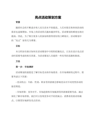 亮点活动策划方案