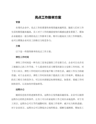 亮点工作推荐方案