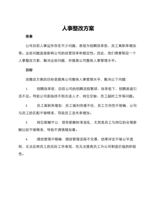 人事整改方案
