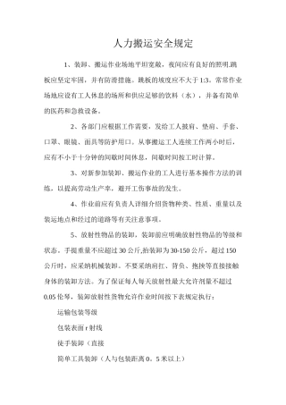 人力搬运安全规定