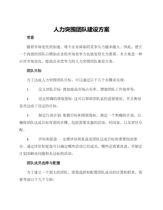 人力突围团队建设方案