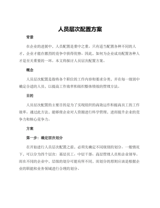 人员层次配置方案