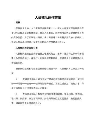 人员梯队运作方案