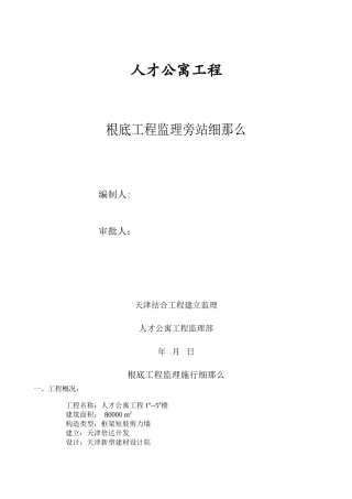 人才公寓工程基础工程监理旁站细则