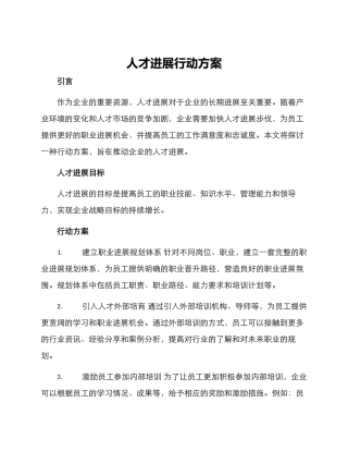 人才发展行动方案