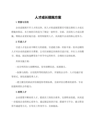人才成长措施方案