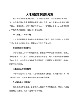人才集聚体系建设方案
