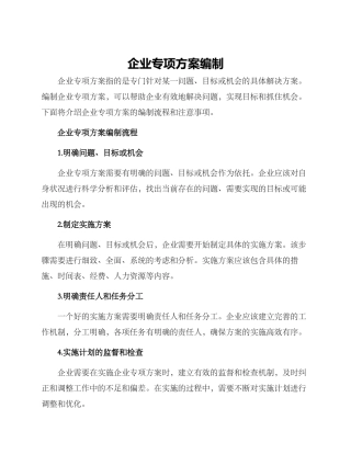 企业专项方案编制
