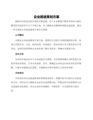 企业前途策划方案