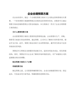 企业合理预算方案