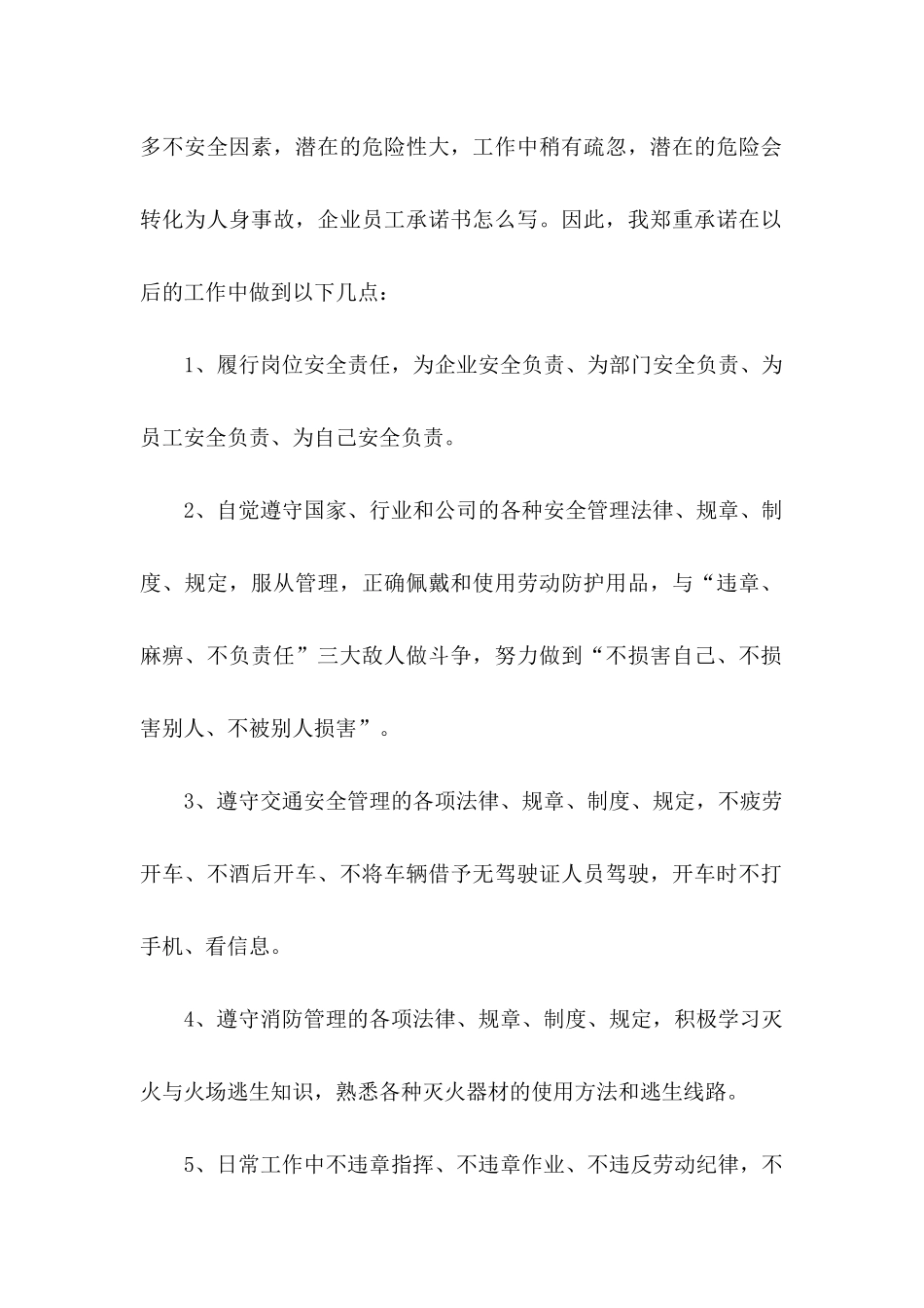 企业员工承诺书三篇_第2页