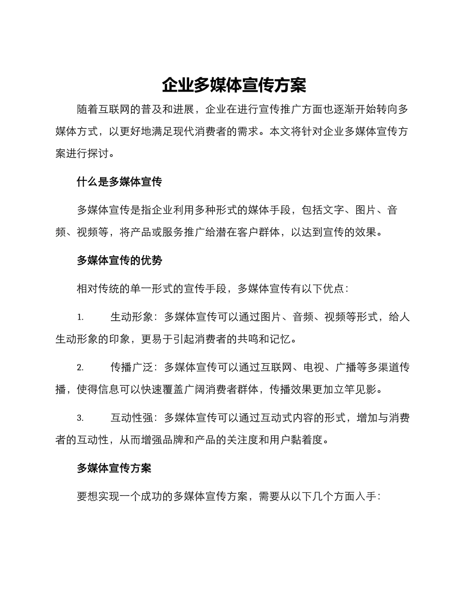 企业多媒体宣传方案_第1页