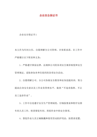 企业安全保证书