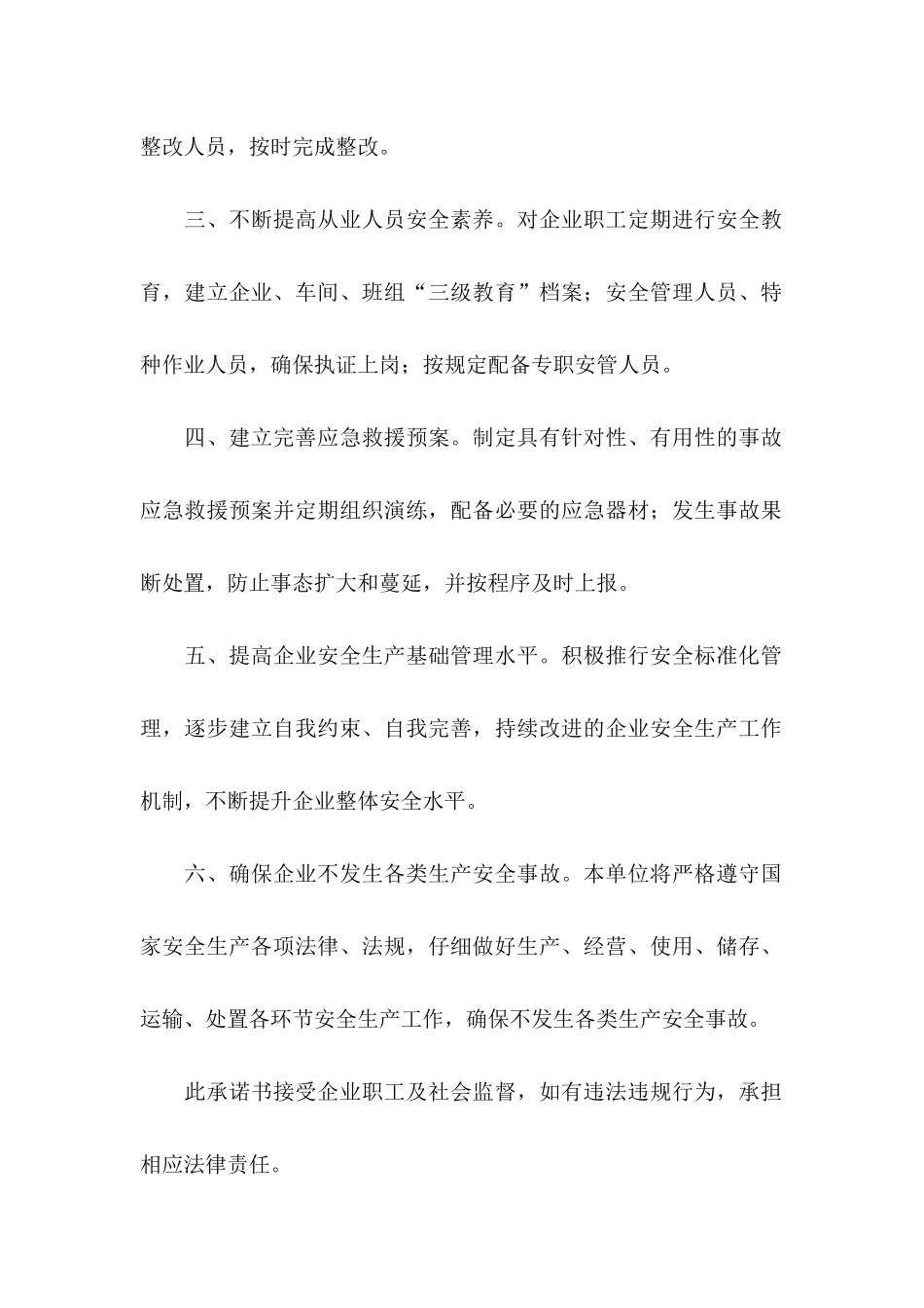 企业安全承诺书模板10篇_第2页