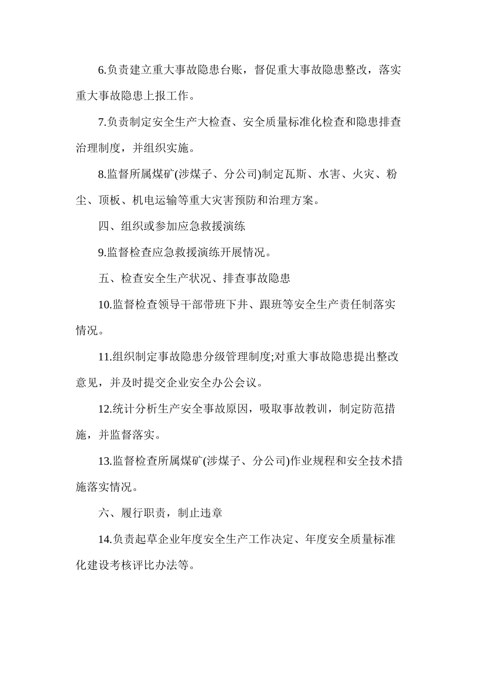 企业安全监察局主要负责人（常务副局长）安全生产责任清单_第2页