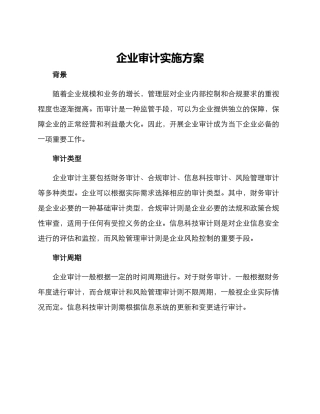 企业审计实施方案