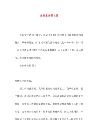 企业承诺书3篇