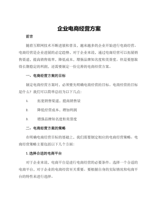 企业电商经营方案