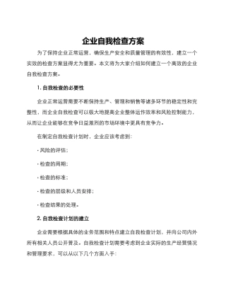 企业自我检查方案