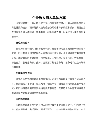 企业选人用人具体方案