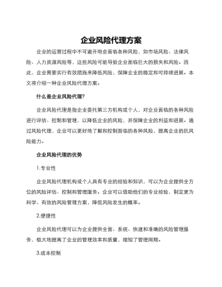 企业风险代理方案
