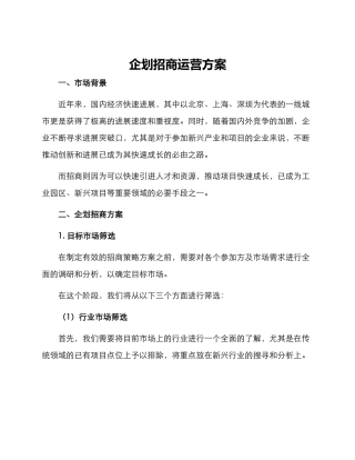 企划招商运营方案