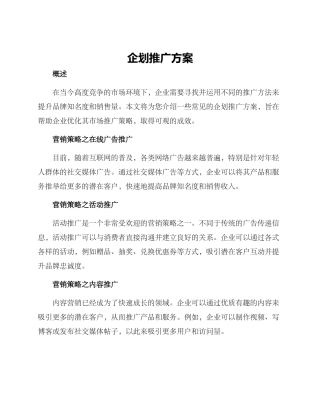 企划推广方案