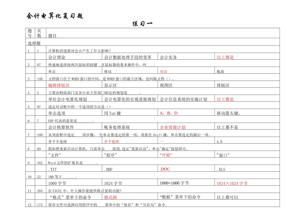 会计从业-电算化-理论练习题2_第1页