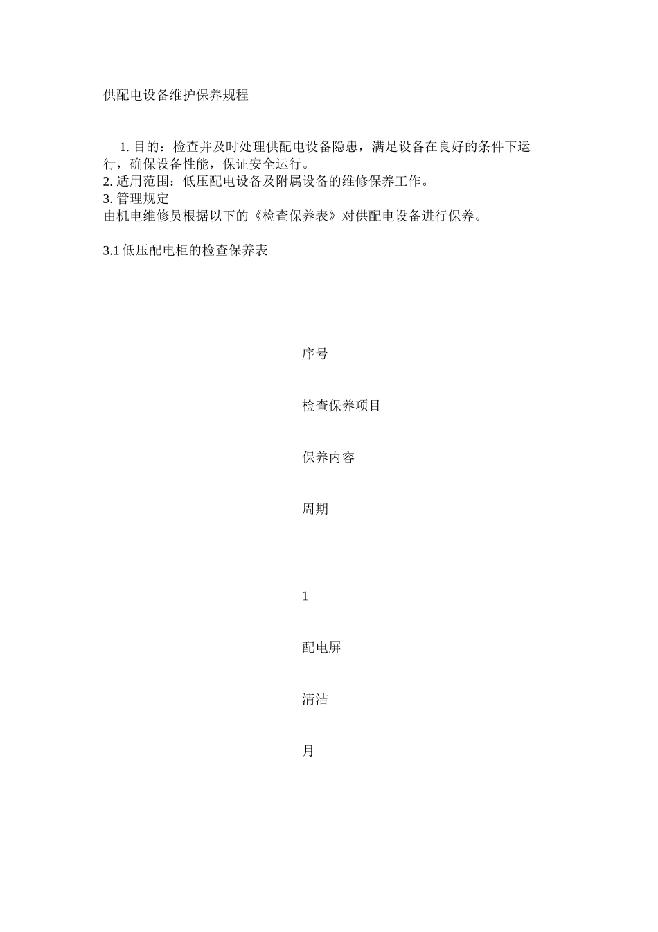 供配电设备维护保养规程_第1页