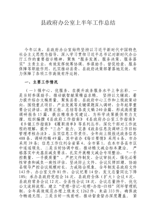 ‌县政府办公室上半年工作总结