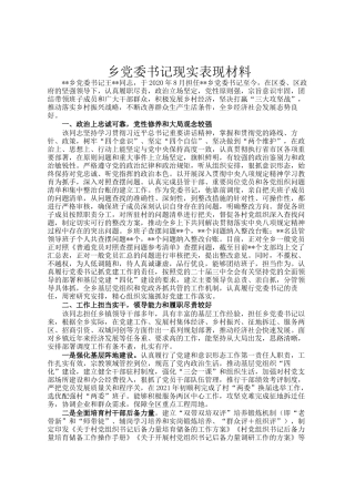 乡党委书记现实表现材料