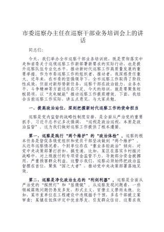 市委巡察办主任在巡察干部业务培训会上的讲话