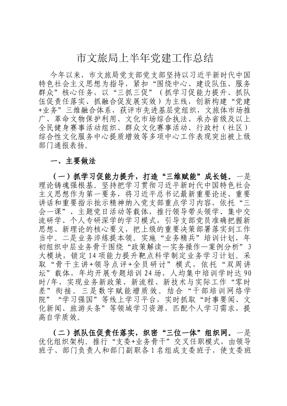 市文旅局上半年党建工作总结_第1页