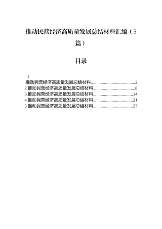 推动民营经济高质量发展总结材料汇编（5篇）