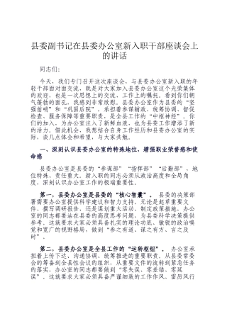 县委副书记在县委办公室新入职干部座谈会上的讲话