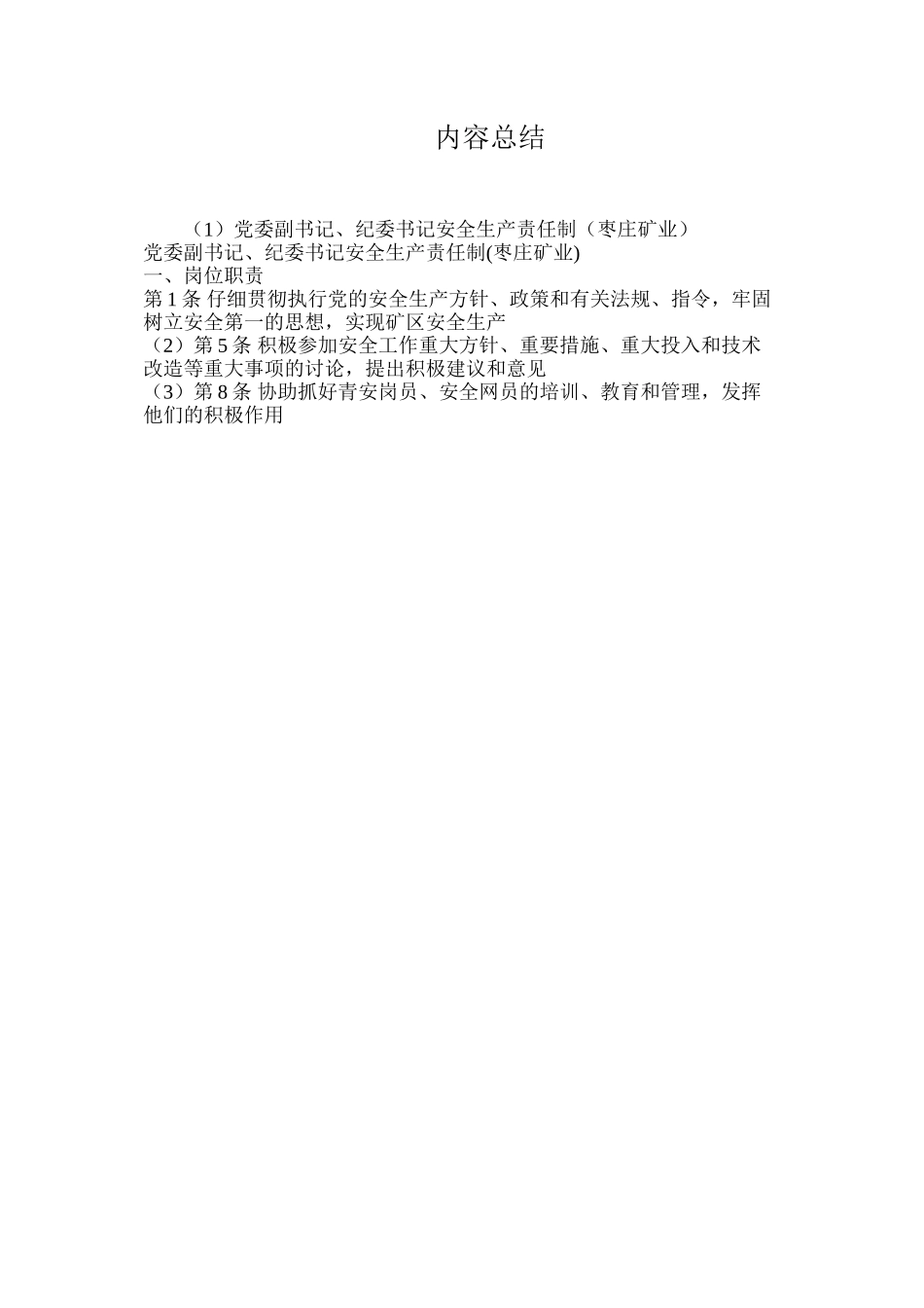 党委副书记、纪委书记安全生产责任制（枣庄矿业）_第3页