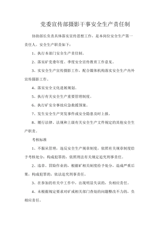 党委宣传部摄影干事安全生产责任制