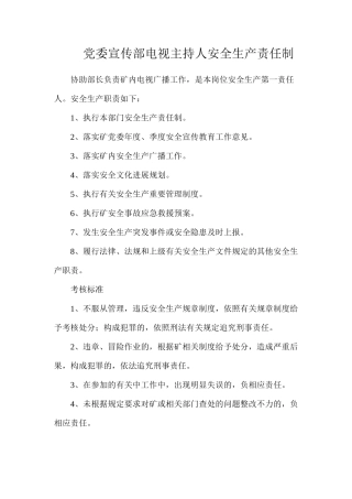 党委宣传部电视主持人安全生产责任制