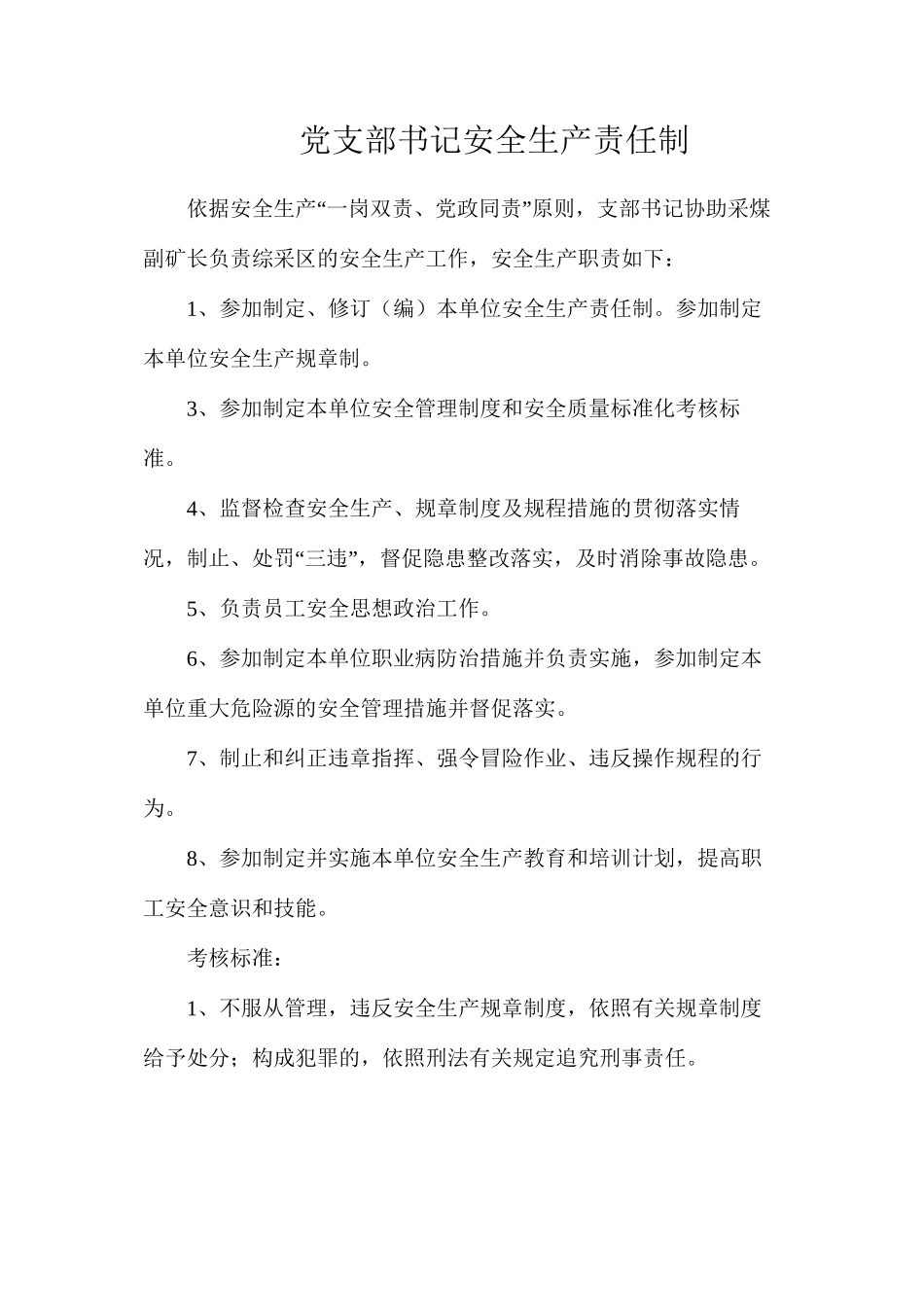 党支部书记安全生产责任制_第1页