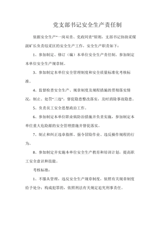 党支部书记安全生产责任制