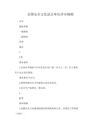 全国安全文化试点单位评分细则