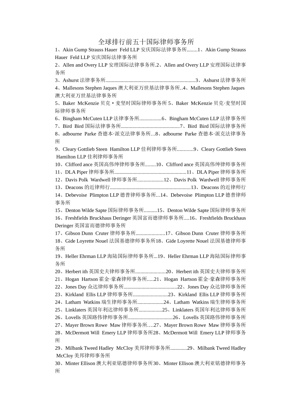 全球法律事务所50强_第1页