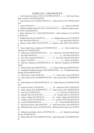 全球法律事务所50强