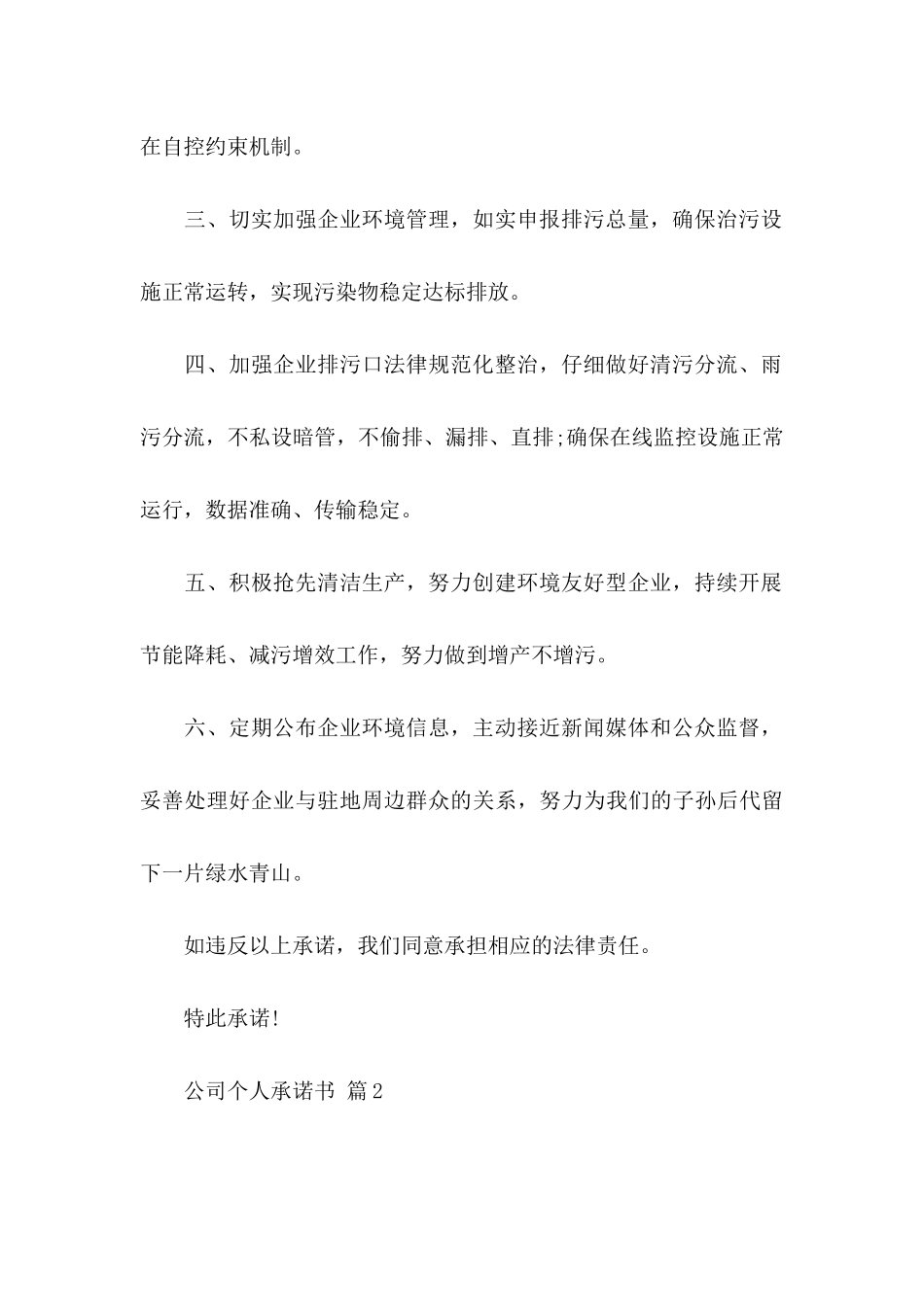 公司个人承诺书4篇_第2页