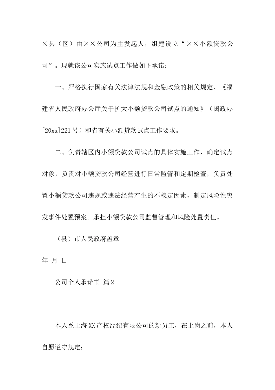 公司个人承诺书合集8篇_第2页